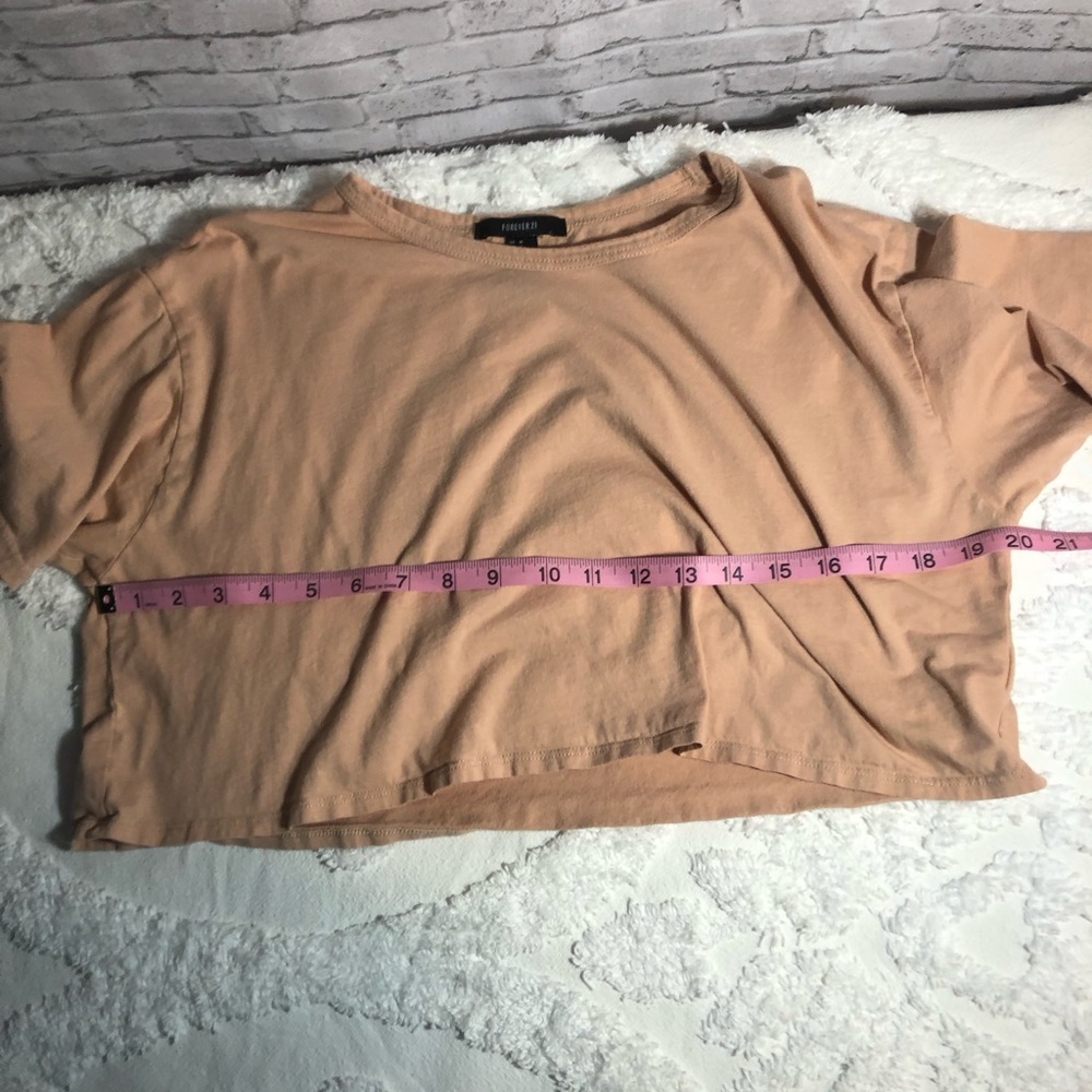 Forever 21 short sleeve cotton cropped tee t-shirt Peach Tan color Size … - Picture 5 of 10